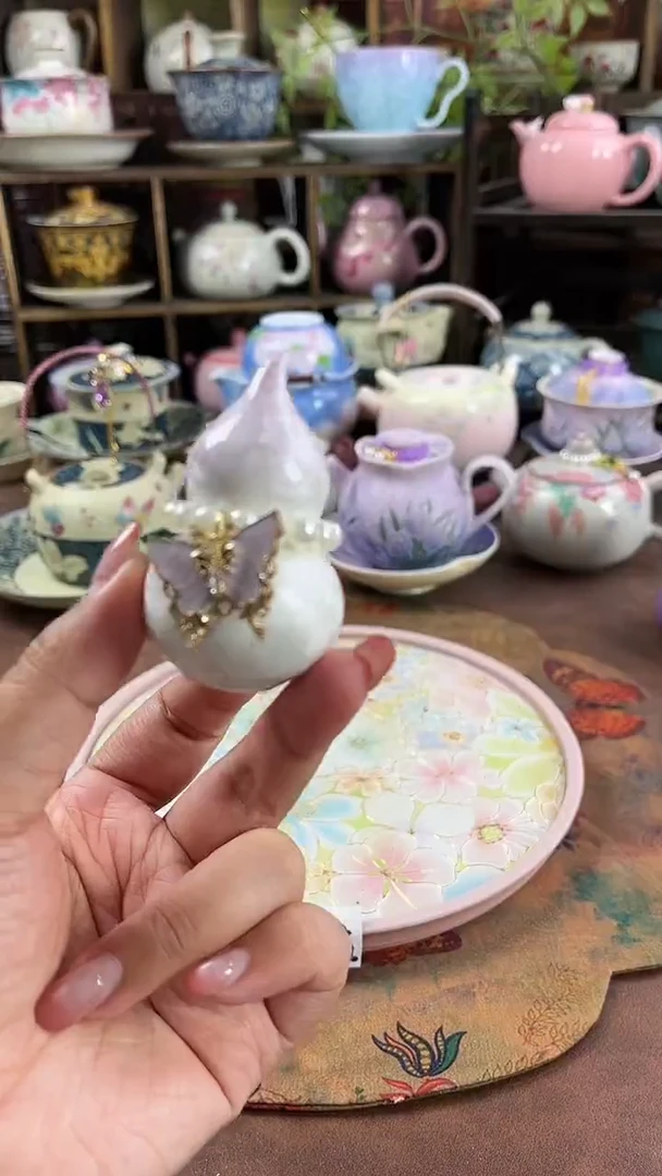 结晶釉葫芦摆件带提溜-紫色