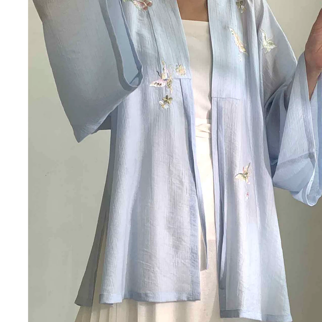 无衣饮羽【蝴蝶】合领暗纹提花明制合领衫夏百搭汉服2025新款