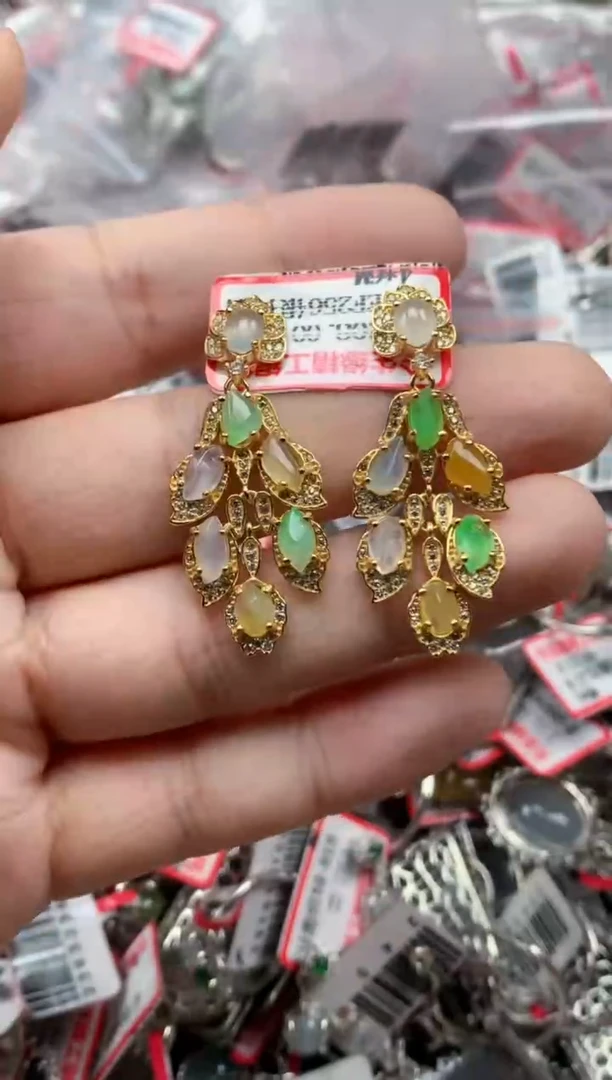银S925镶嵌戒指翡翠天然A货缅甸翡翠
