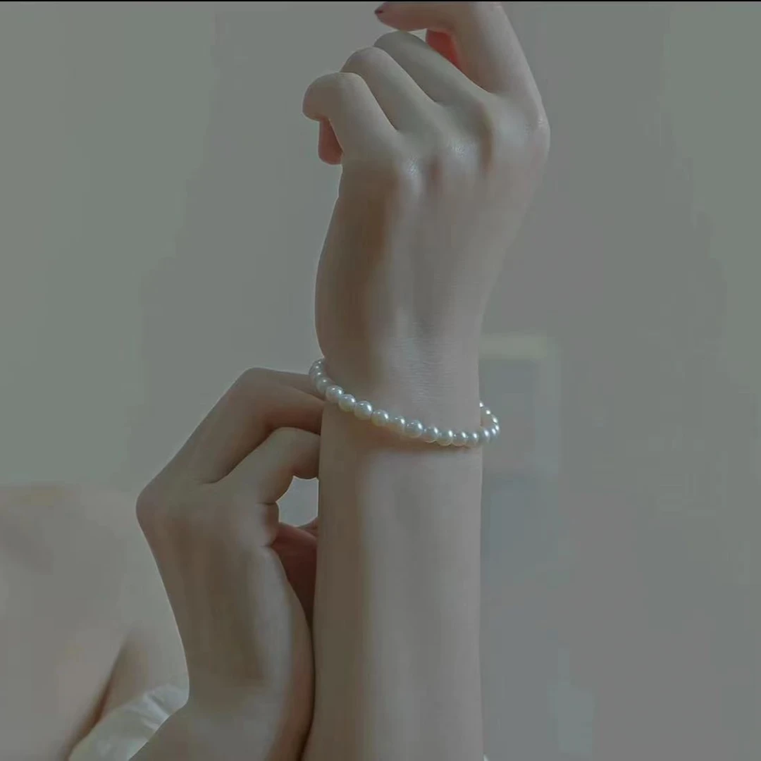 天然珍珠7-8mm近圆    强光手链