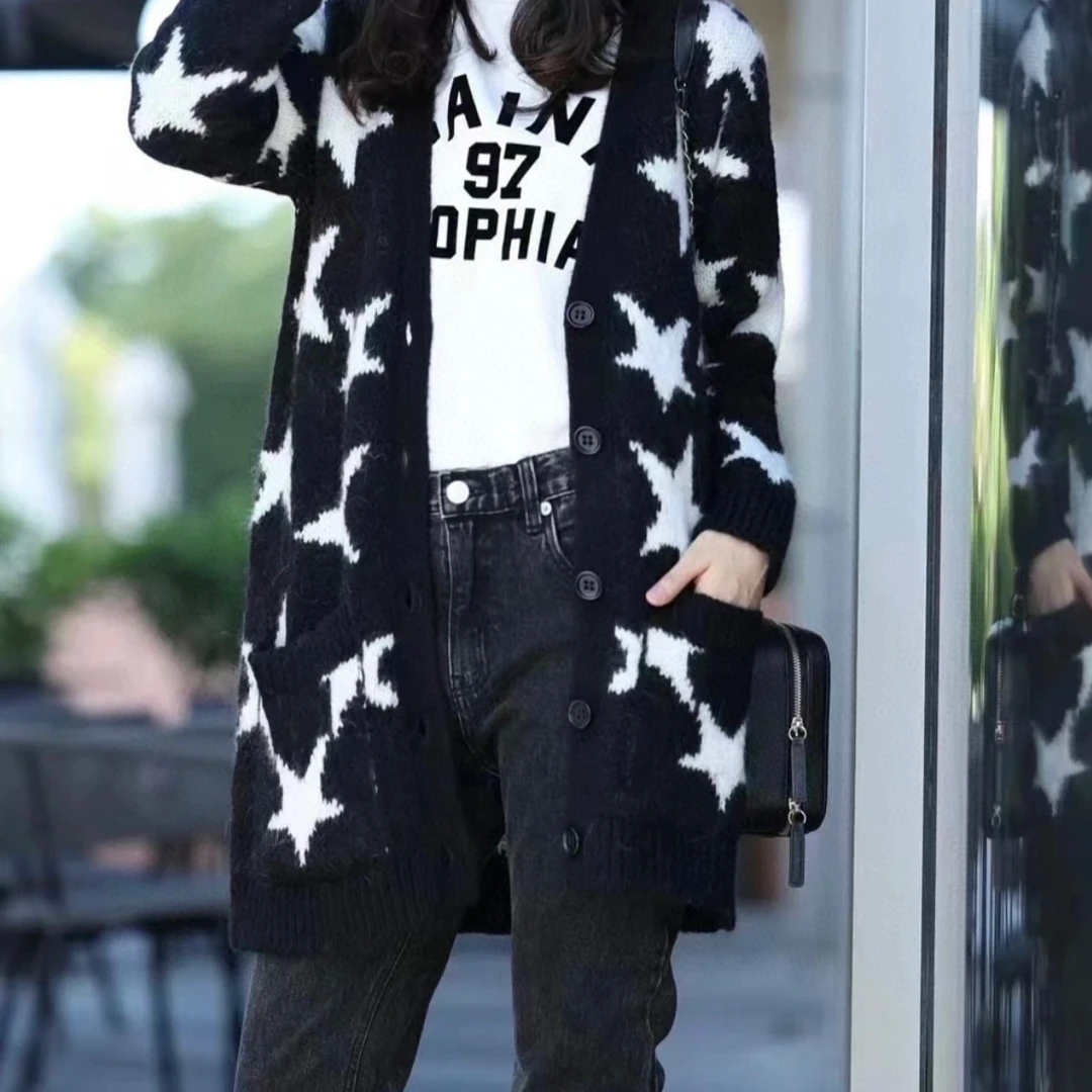 99新 Valentino/华伦天奴 马海毛针织毛衣开衫S码 J00289