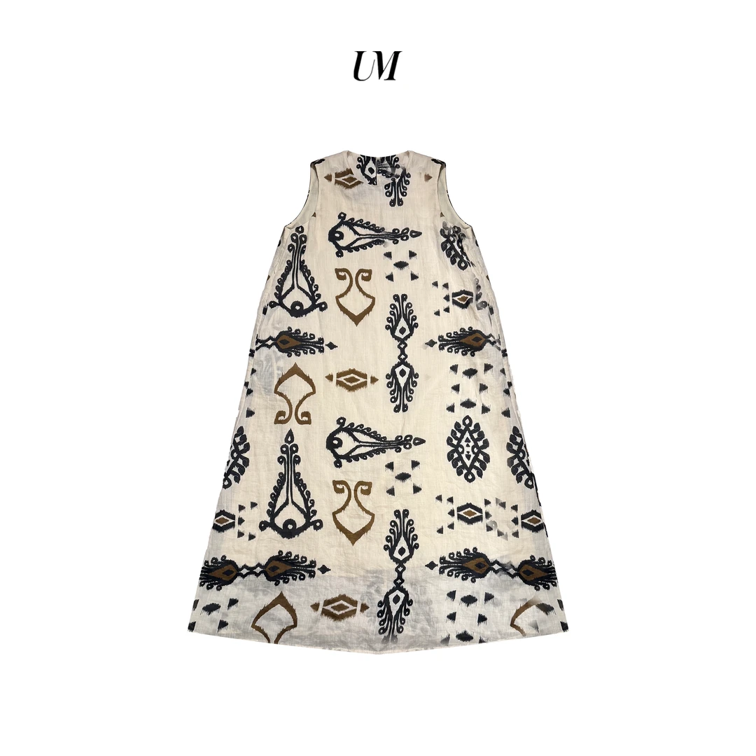 【U.M】新世界符号图腾苎麻无袖连衣裙