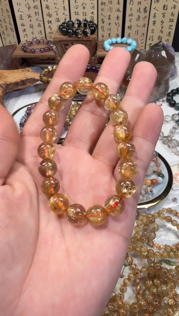 未镶嵌手串水晶浅*SJ-48金发晶钛金 天然水晶 默认微瑕