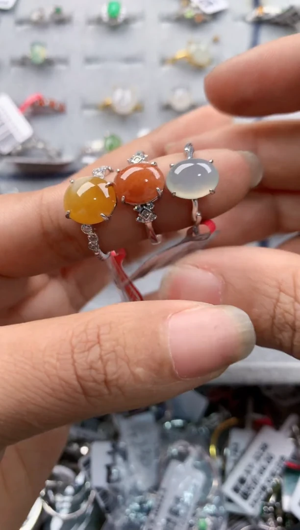 银S925镶嵌戒指翡翠777----1