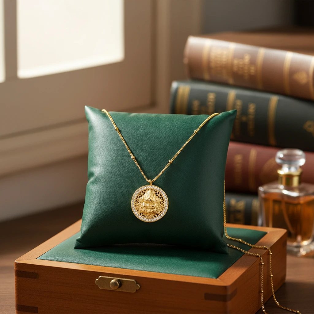 坠链均925银 925银黄财神项链