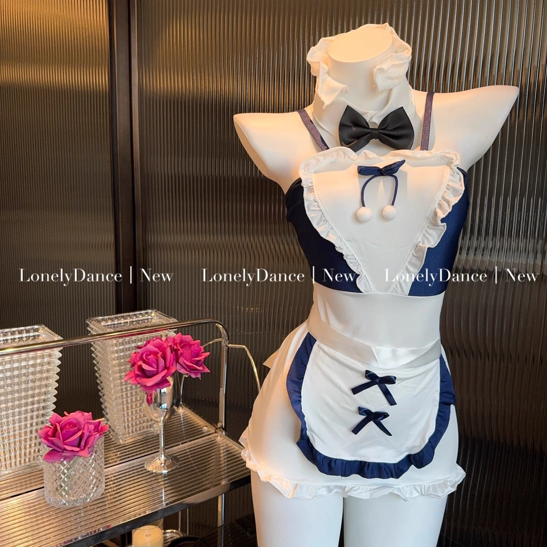 猫什么喵pro·小个子专属*蓝色爱心水手仆*毛球吊带连身裙女