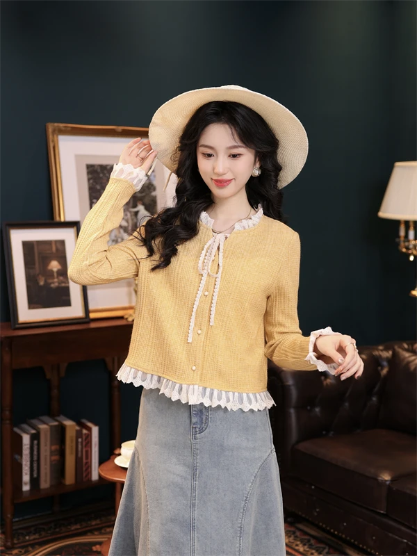 琦琦【繁花】长袖针织衫开衫宽松上衣YU1998119