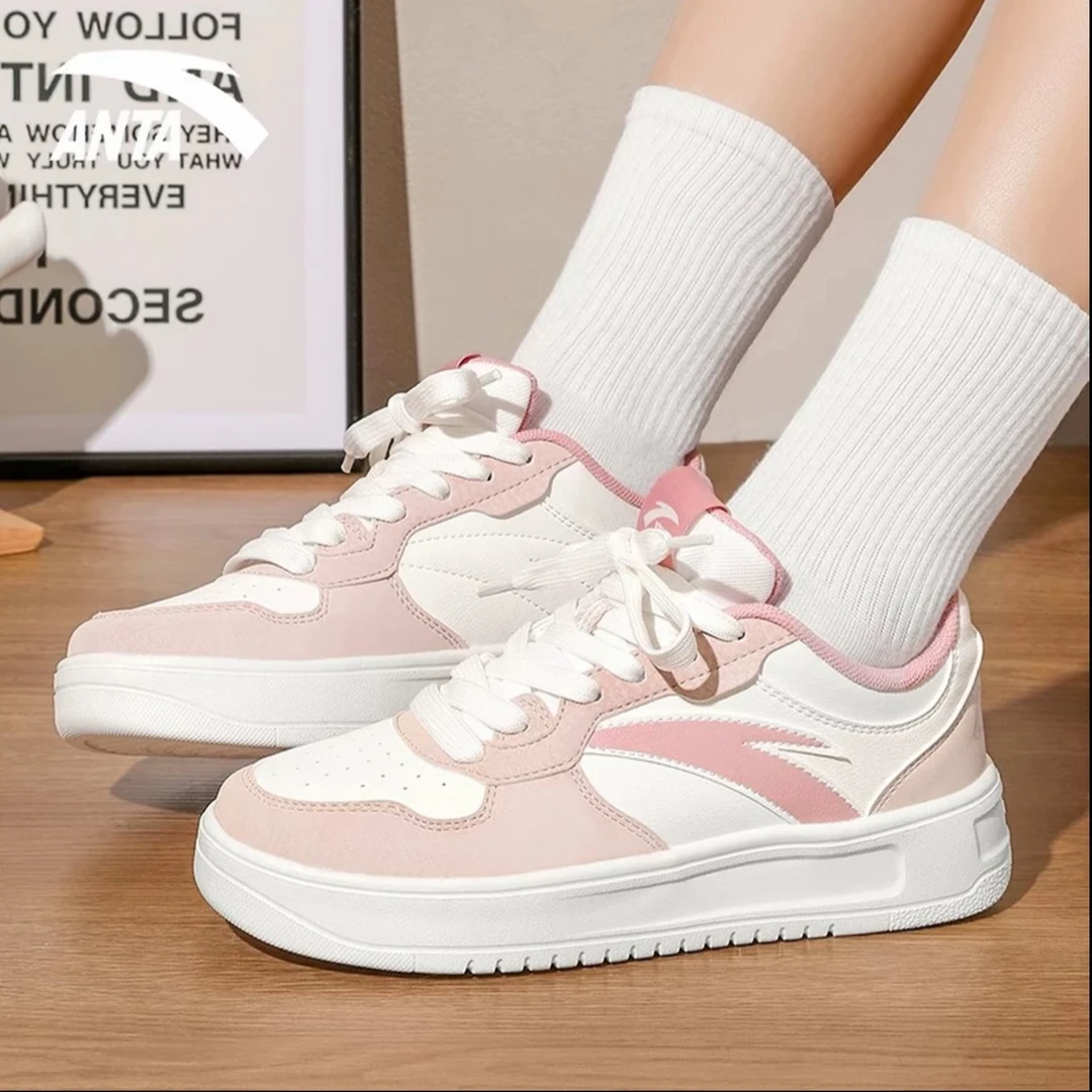 安踏轻松板鞋男女鞋休闲软底防滑情侣百搭运动小白鞋经典板鞋