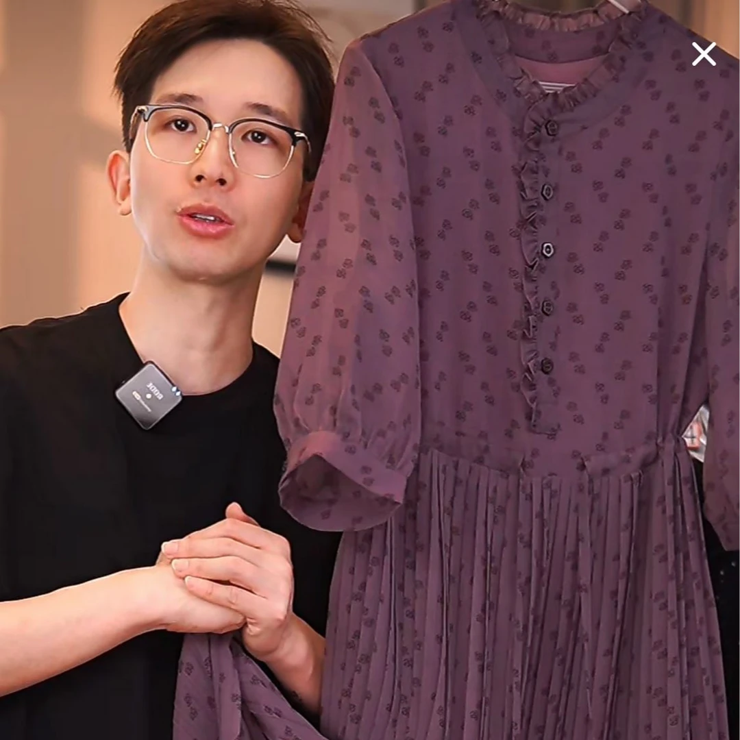 新C15紫色花XW1宽松连衣裙女装连衣裙显瘦长款