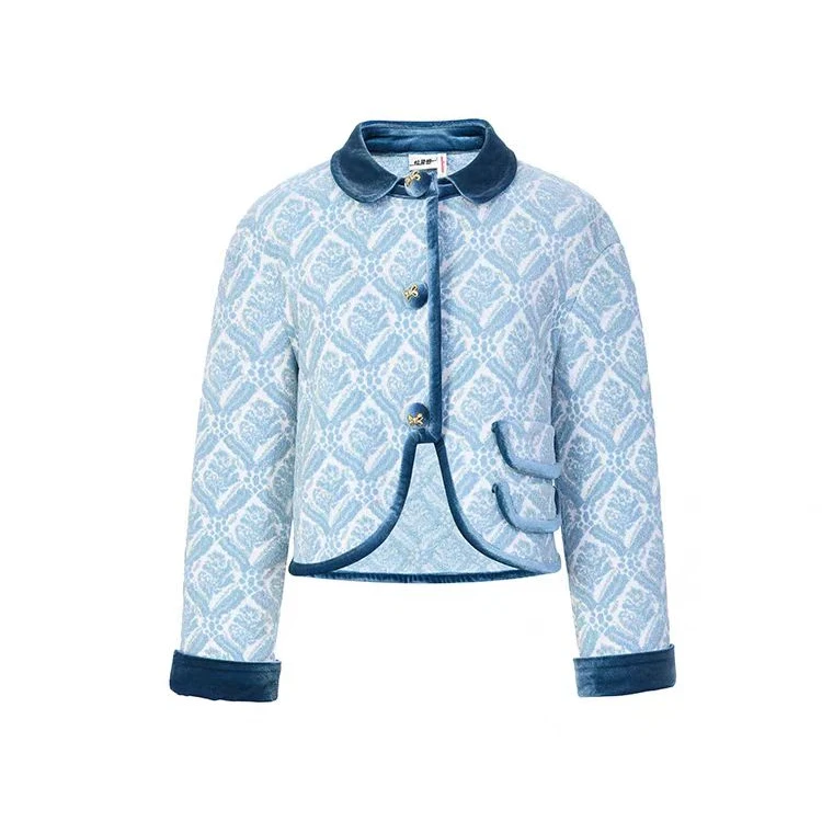 拉飞姆2025年春季巴洛克卷草纹提花娃娃领针织外套LF25C21ZC002