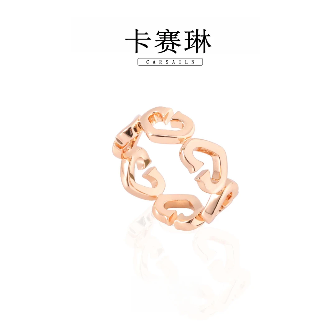 卡赛琳carsailn/ 镀K金 光金百搭爱心简约戒指 3398