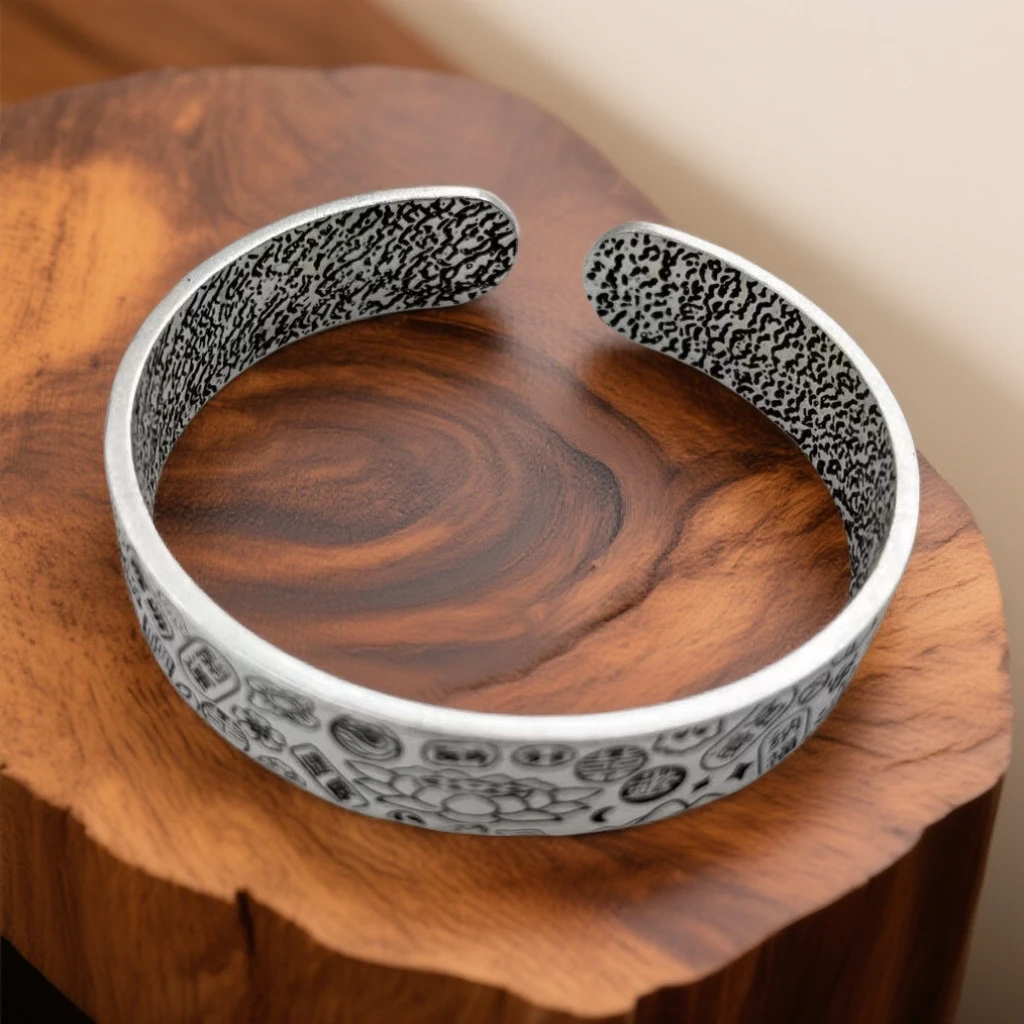 民族风圈口可调节树纹吉言纳福雕刻