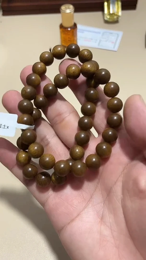 沉香手串越南富森红土双圈