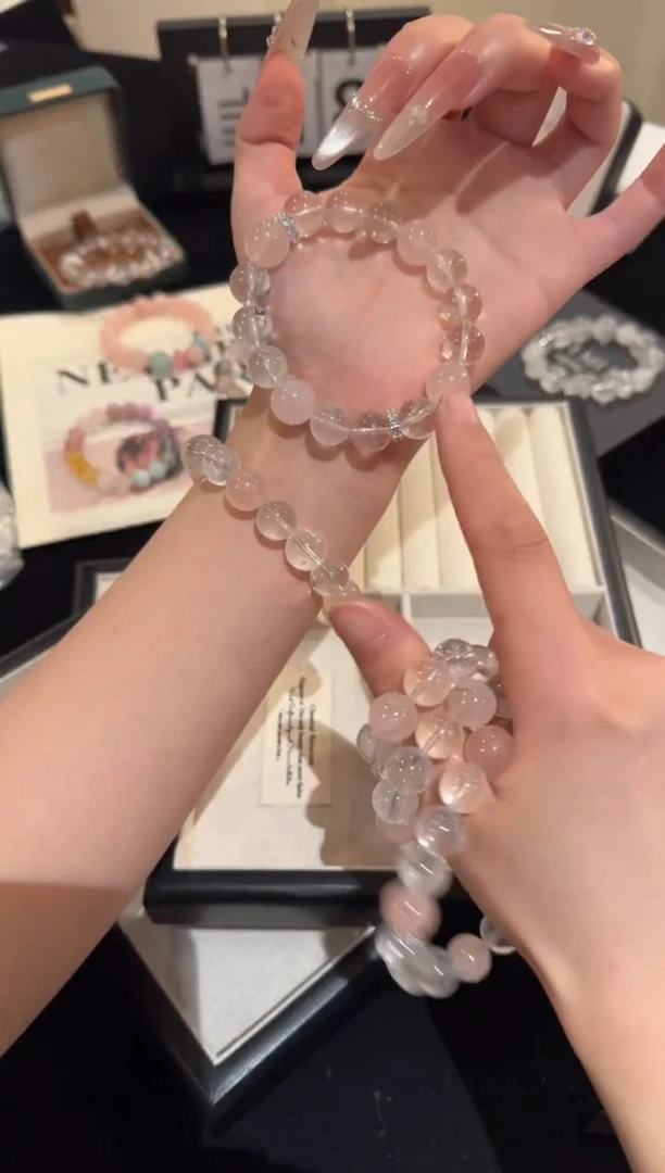 水晶手链合金粉水晶多宝x2118