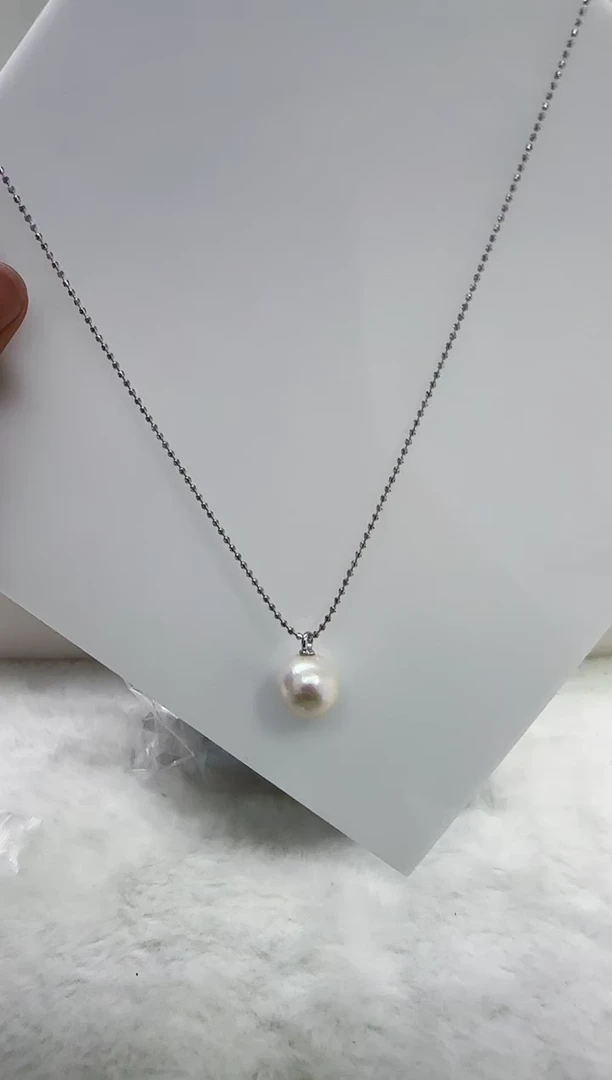【闪购商品】淡水珍珠DA银S925镶嵌b657 白珠吊坠15