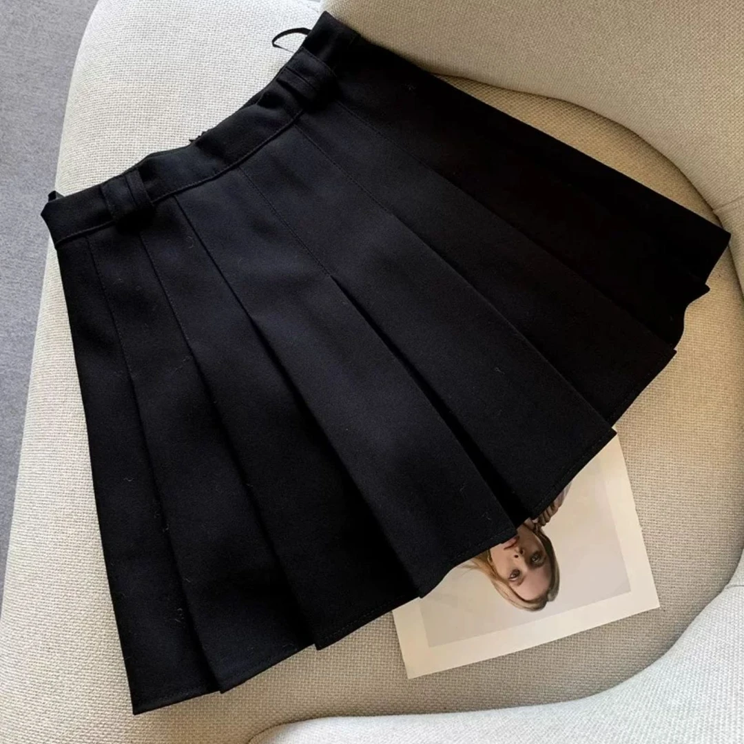 新年款2025加厚毛呢百褶裙防走光小个子气质显瘦