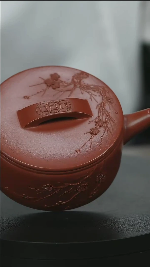 茶壶紫砂风*H1652陈春芬梅花钱币平盖汉瓦