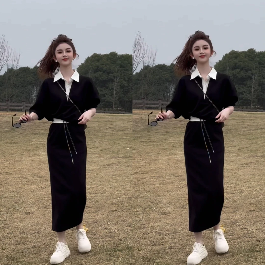 （留学日记）春上新！拼色领设计休闲学院风简约卫衣套装小众设计潮