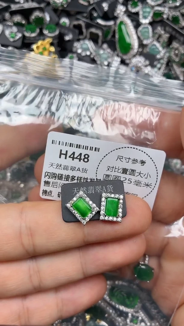 颈饰未镶嵌翡翠H448耳钉