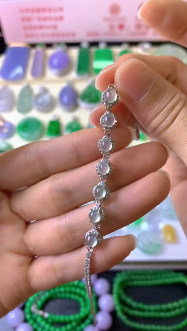 银S925镶嵌手链翡翠闲***闲手链