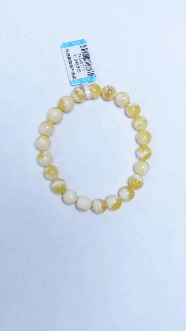 手链蜜蜡未镶嵌金妖白圆珠手串【微瑕】8mm