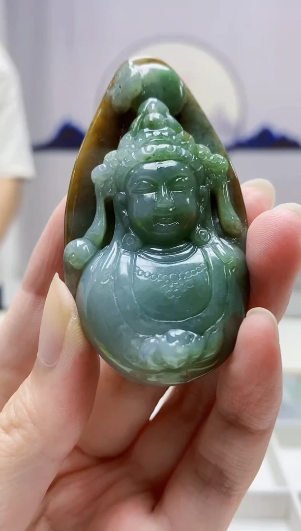 定制翡翠未镶嵌4917zm-毛货挂件观音80