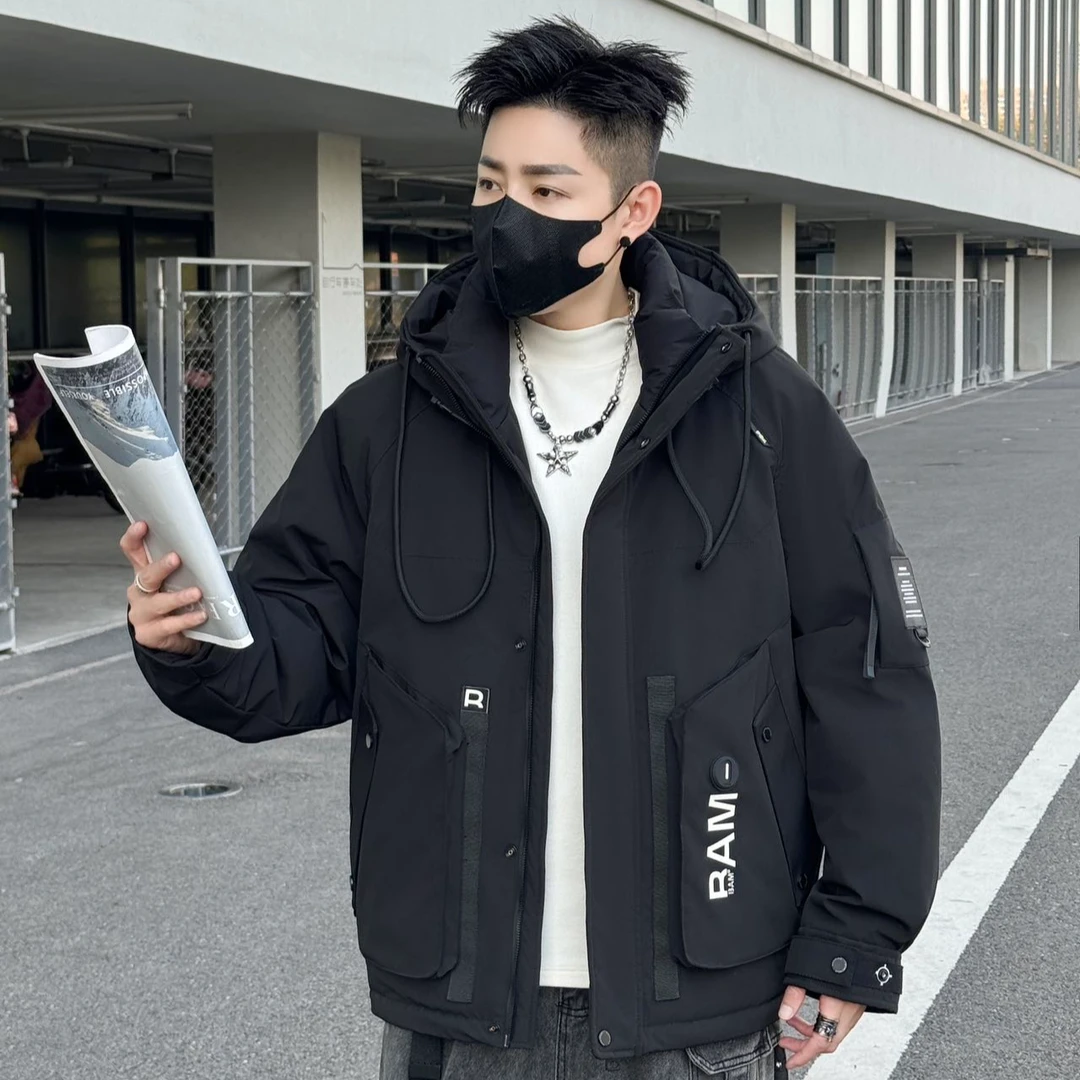 冬季新款户外冲锋衣冬季男士连帽工装宽松潮防寒服库8805*婷涛