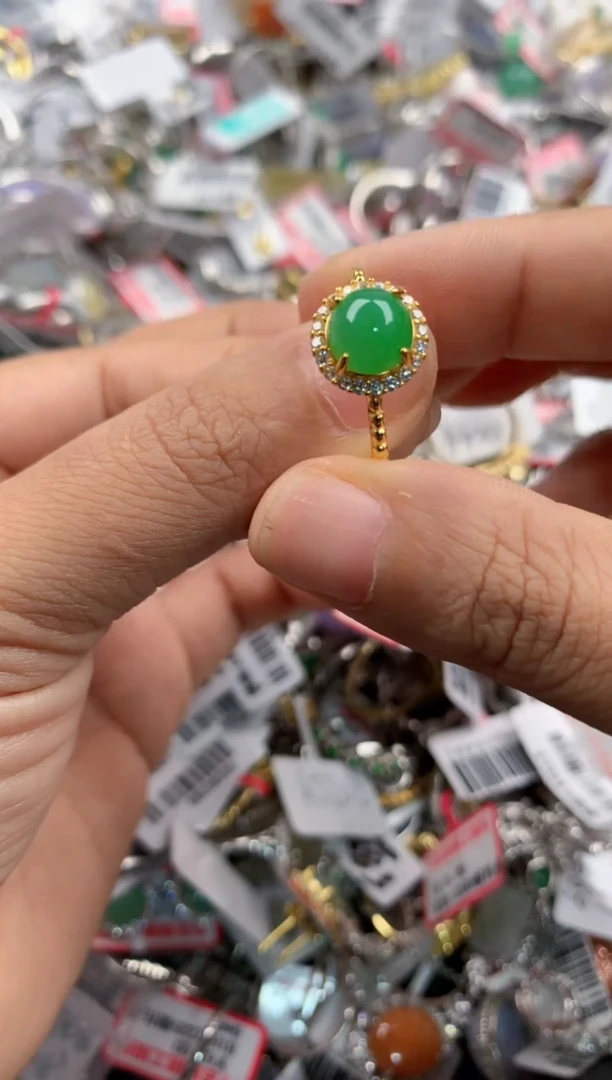 银S925镶嵌戒指翡翠111              8