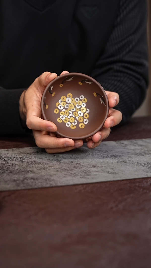 茶杯紫泥五鱼送财普洱杯