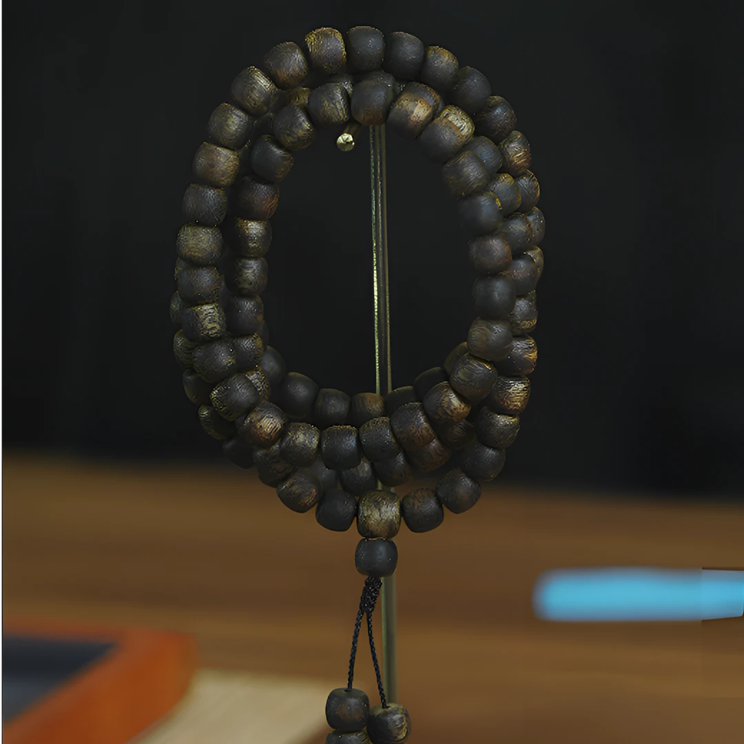 【橙标】99沉奇楠沉香8.5mm直切老型108颗+6颗弟子珠29g+多样发一