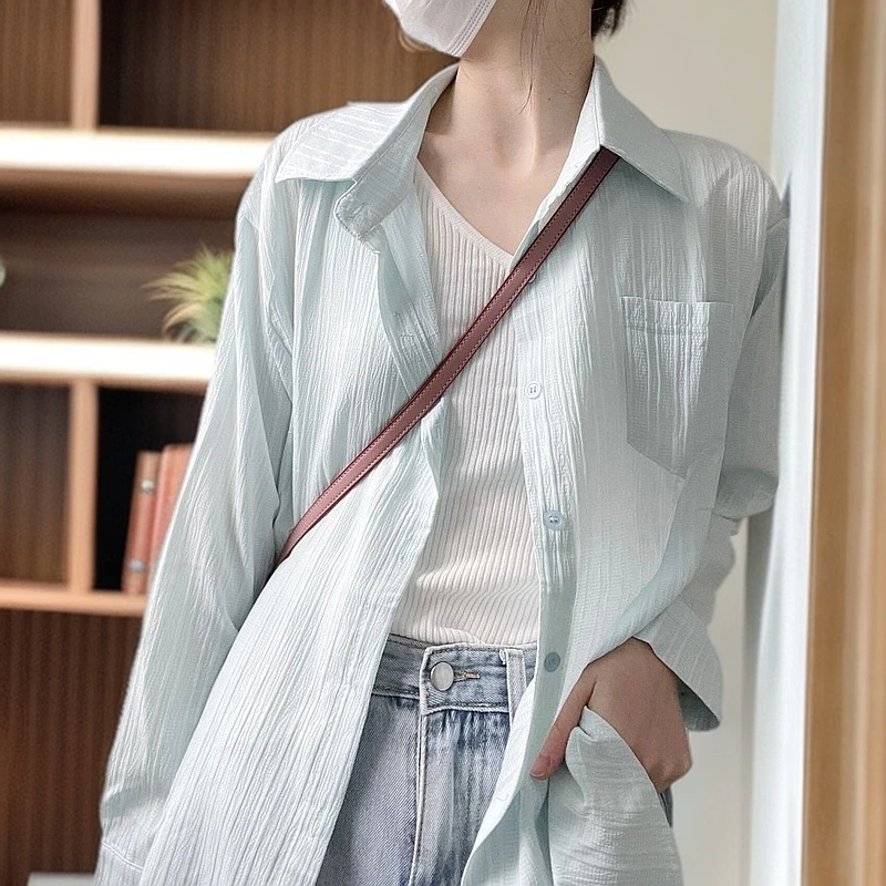 女上衣外搭新款开衫衬衣小个子高级感衬衫外套防晒法式薄款春夏季