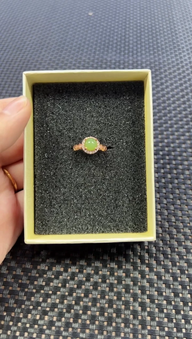 和田玉戒指银S925镶嵌阿*（多样性发一件）