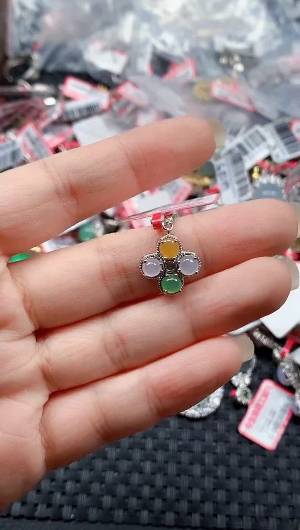 银S925镶嵌戒指翡翠天然A货缅甸翡翠