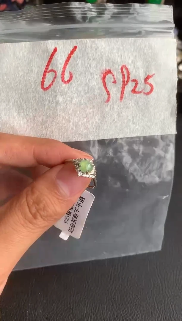 银S925镶嵌戒指翡翠缅甸A货翡翠，拍一发一