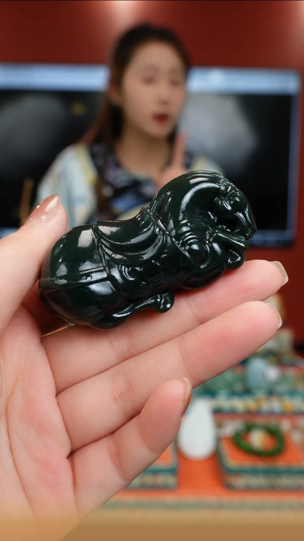 颈饰未镶嵌和田玉马到成功手把