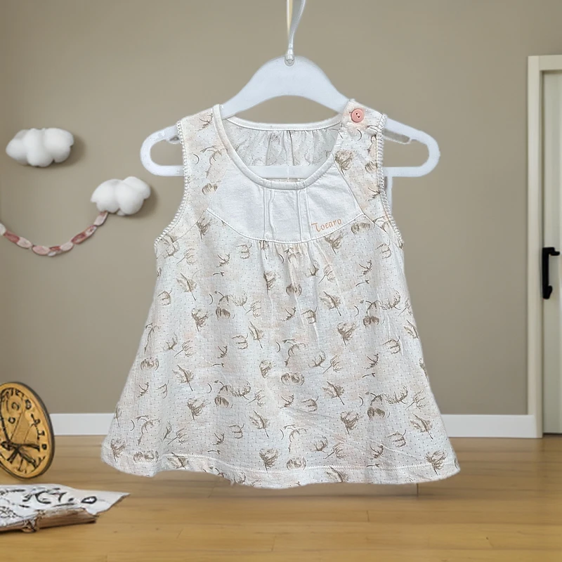 女宝休闲风碎花休闲居家透气上衣家居服套装吊带裙裙子棉花儿童