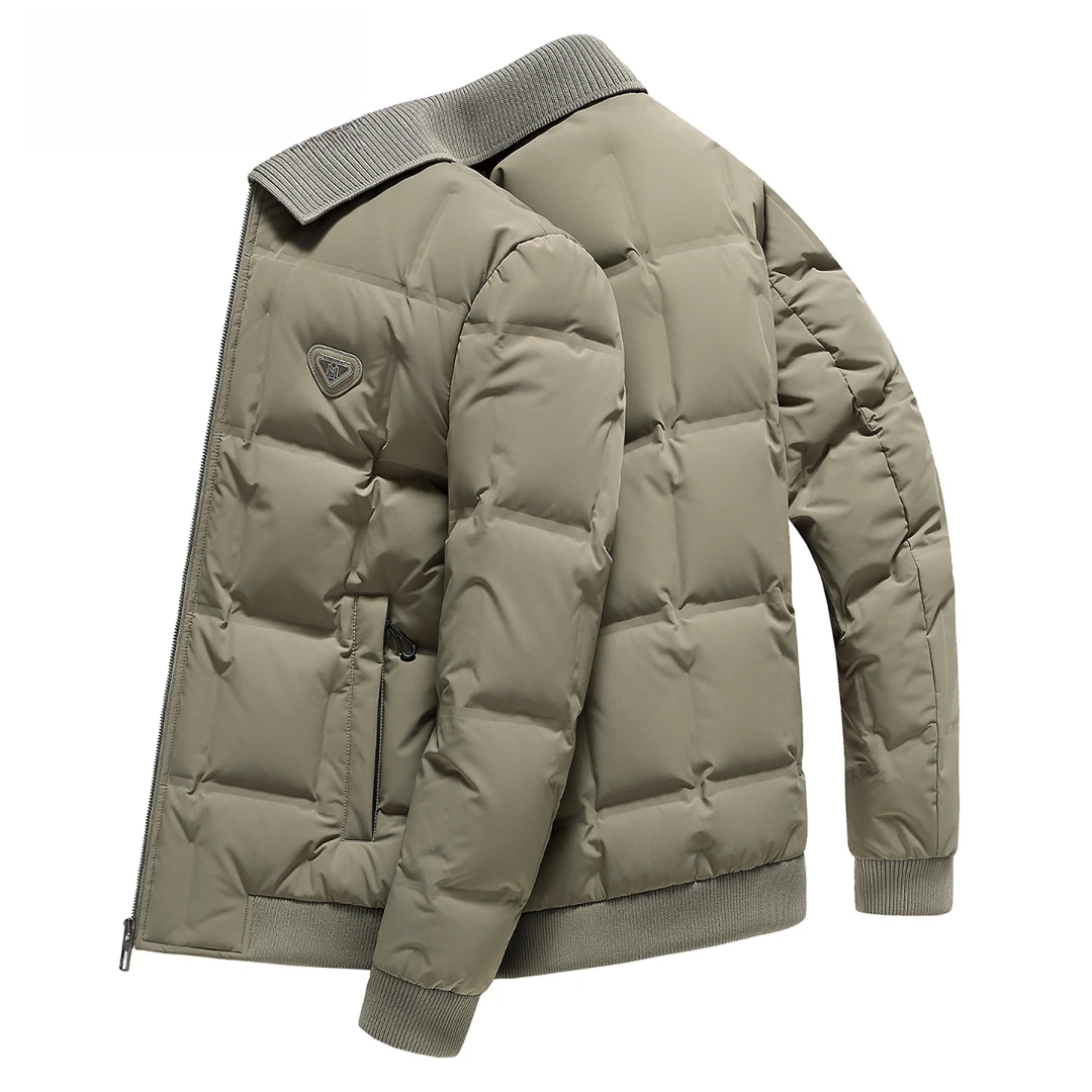 2025秋冬季新男士潮夹克羽绒服男短款休闲翻领复古老钱风保暖外套