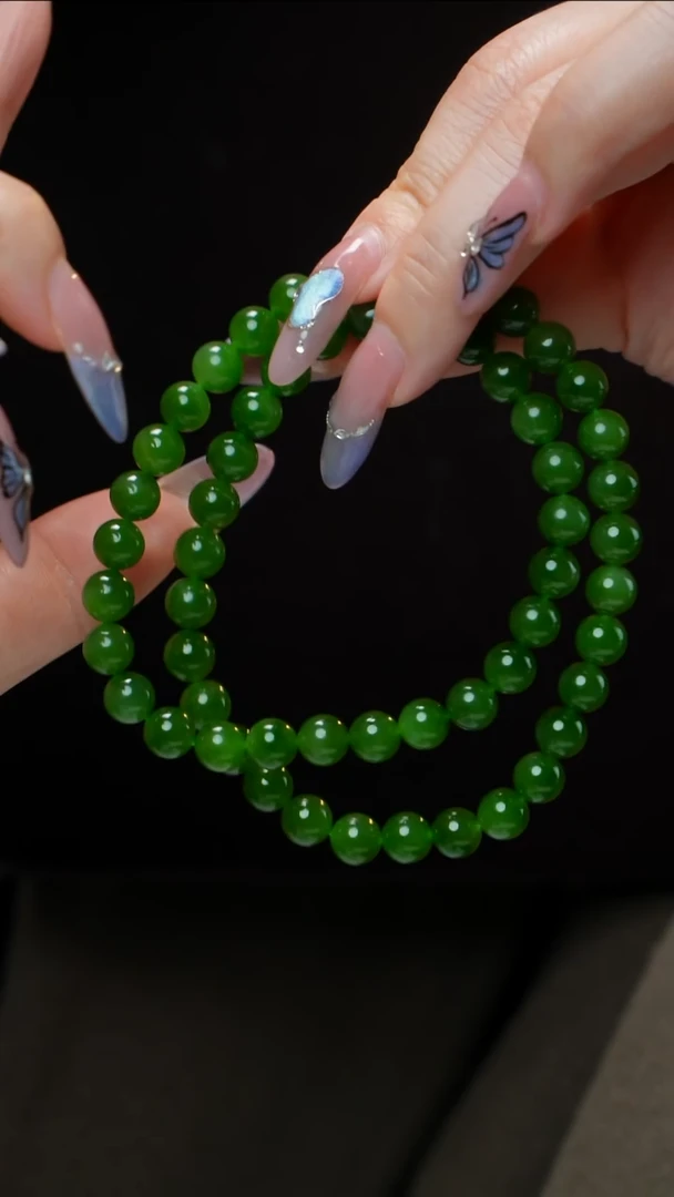 项链未镶嵌和田玉（碧玉）碧玉项链7-8mm 多样性发其一