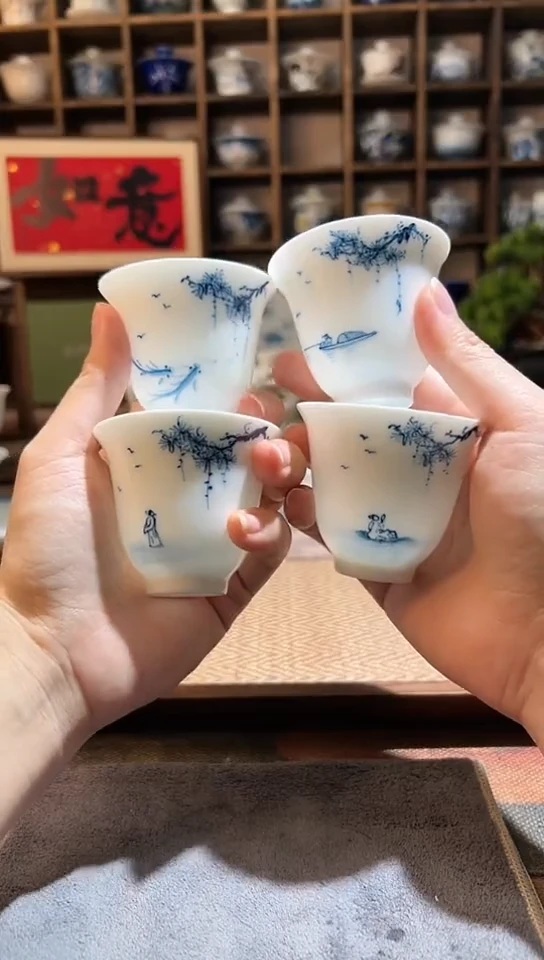 【闪购商品】手绘松下雅集杯4个