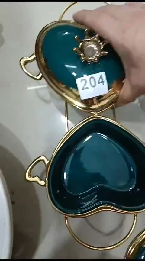 瓷204绿金爱心双