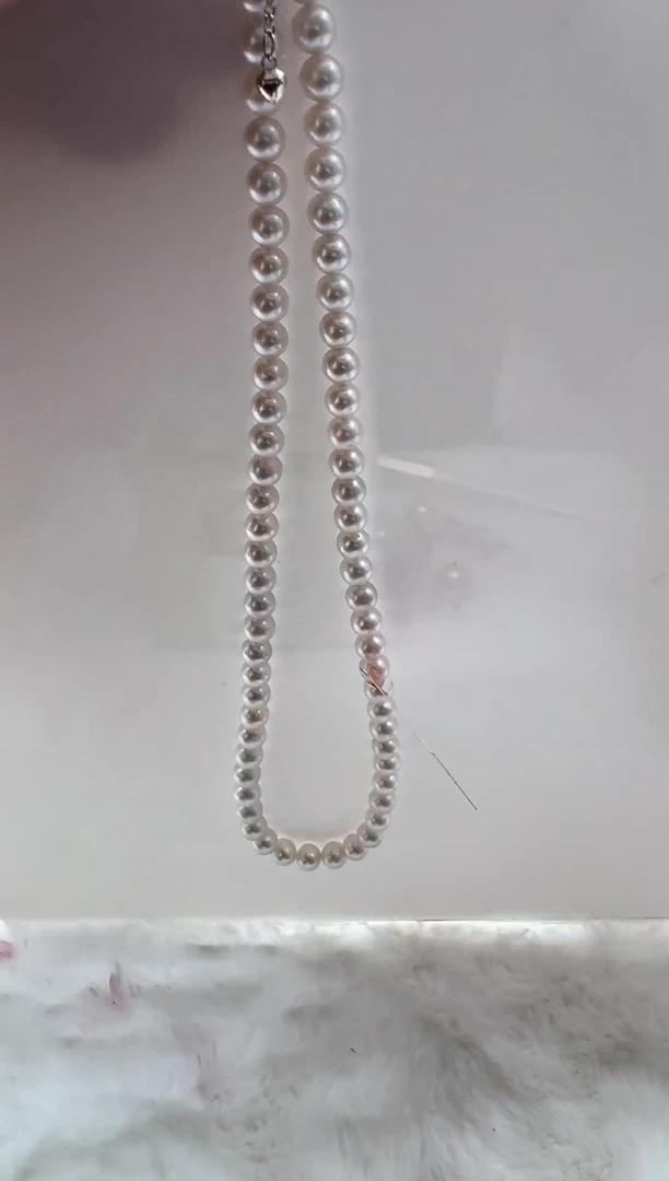 【闪购商品】淡水珍珠项链银S925镶嵌淡水珍珠项链6-7mm