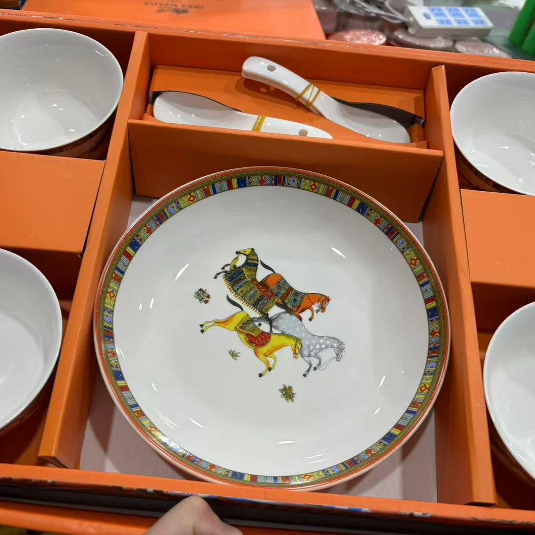 餐具套装欧式釉上彩瓷餐盘饭盘珐琅彩瓷盘圆盘菜盘碟子餐具