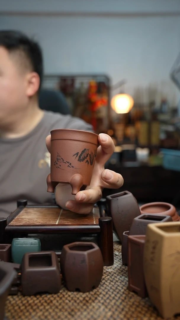 紫砂花盆長木軒精品紫砂内口6*6.6