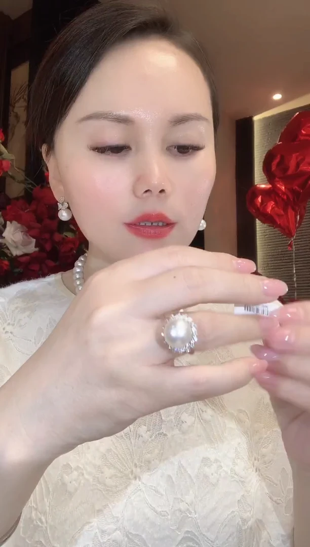 18K金镶嵌戒指海水珍珠D45