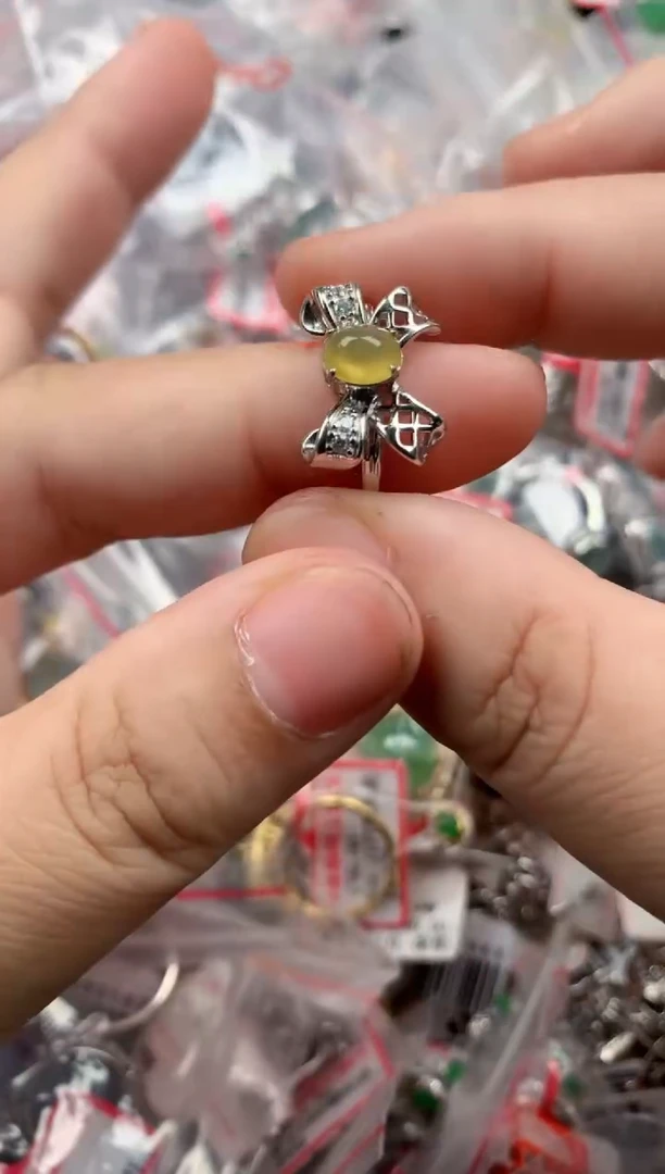 银S925镶嵌戒指翡翠222    2