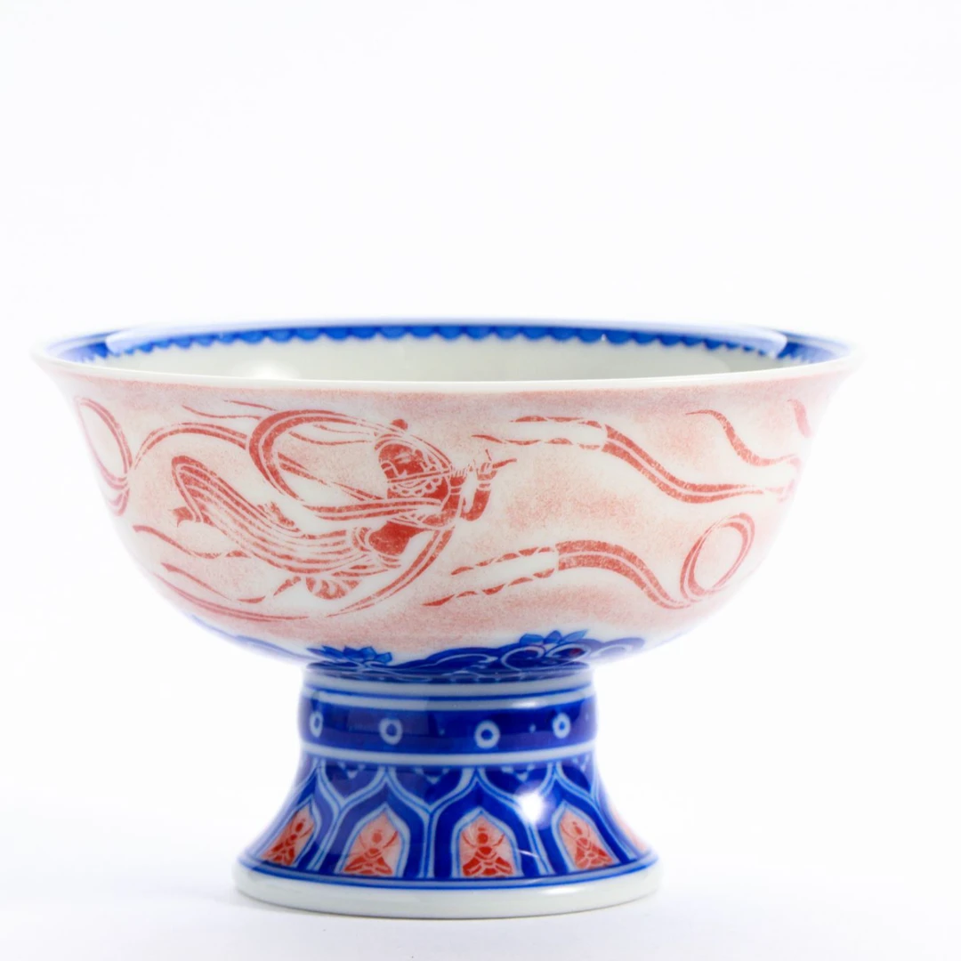 【可倚粉丝专属】三兔飞天高足杯手工陶瓷