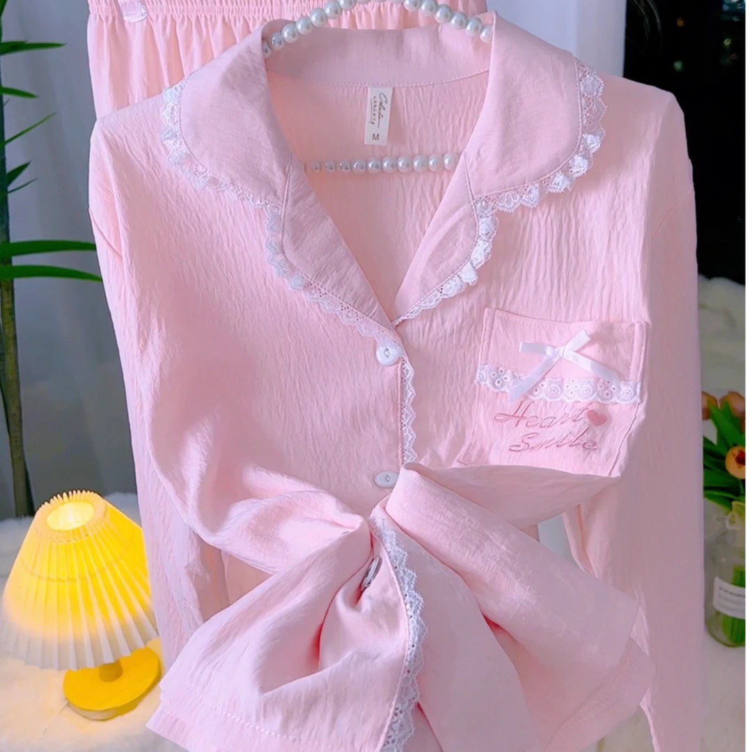 早秋四季款减龄简约大气软薄睡衣居家服女套装