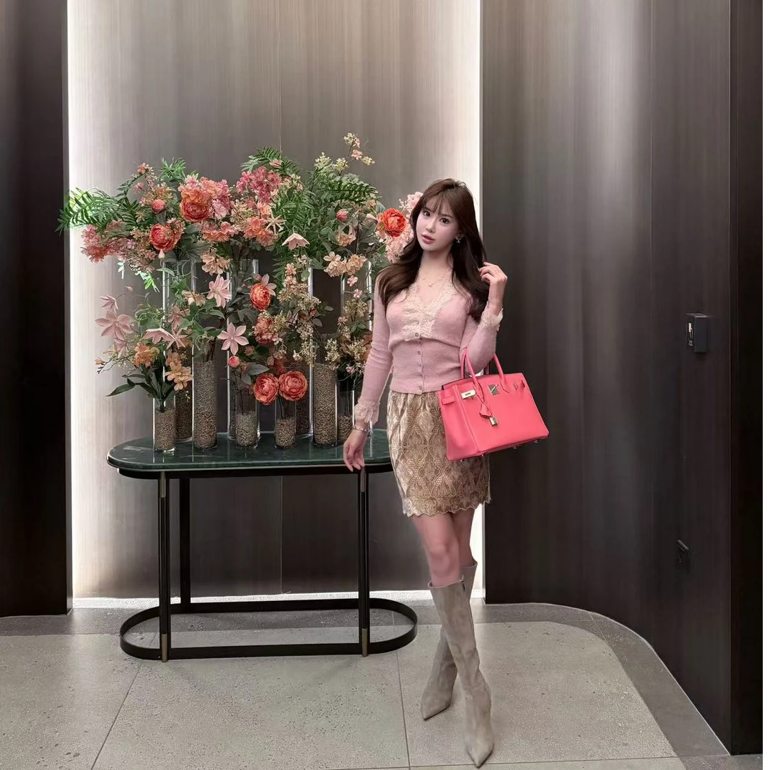 Lovemomo·法式优雅气质奶杏蕾丝半裙