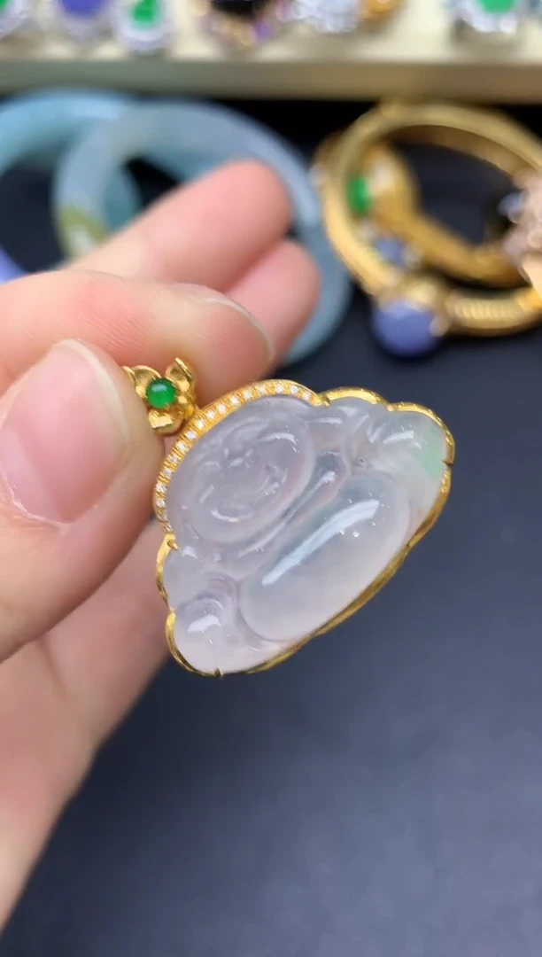 颈饰18K金镶嵌翡翠263-雪姐翡翠天天见