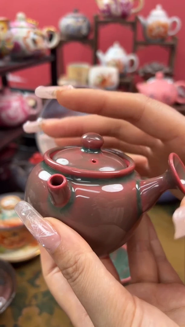 【闪购商品】尚盏堂红炉青绿侧把壶